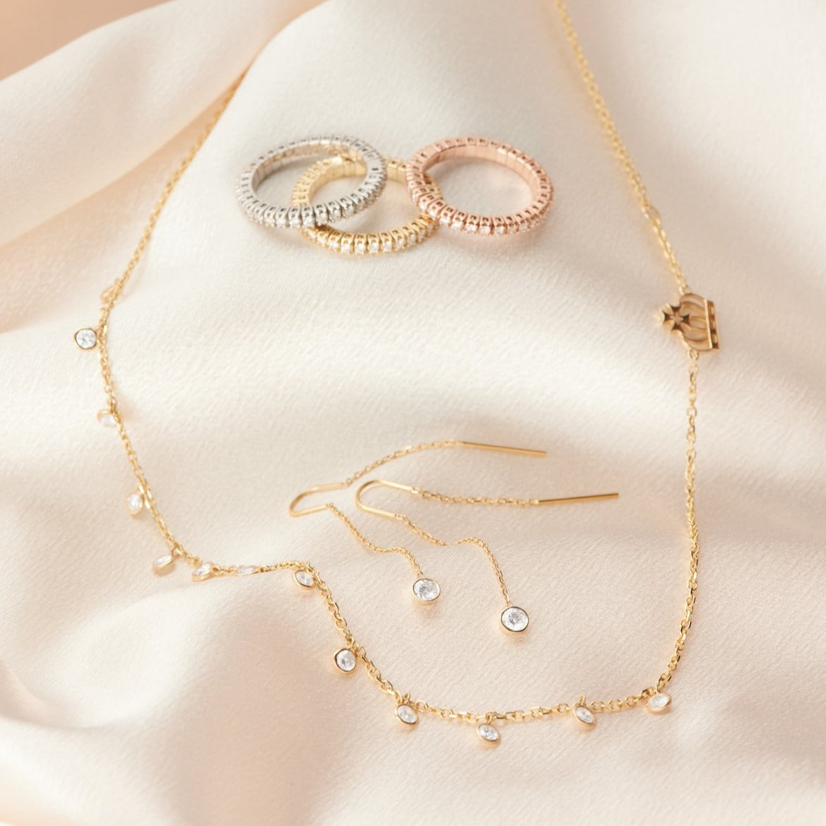 Diamond Bezel Threader Earrings