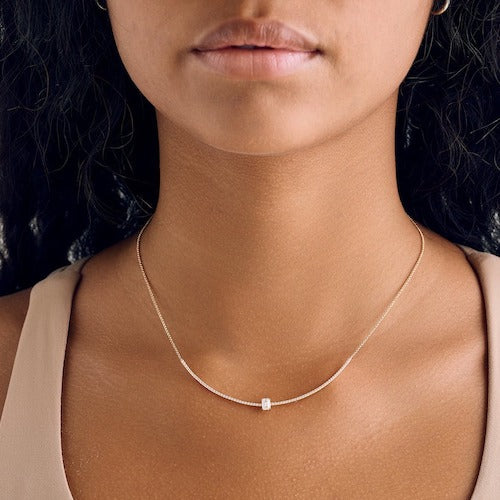 Emerald Diamond Bar Necklace