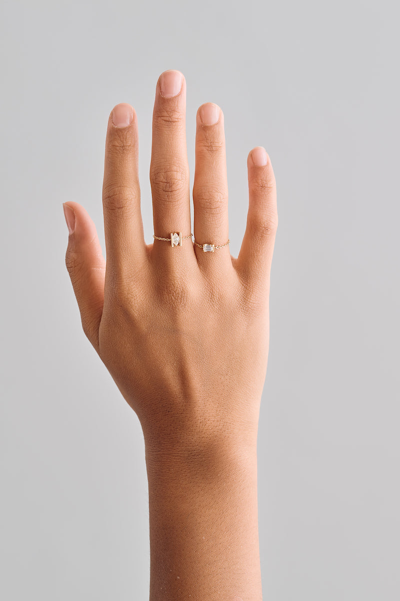 Adjustable Marquise Diamond Chain Ring