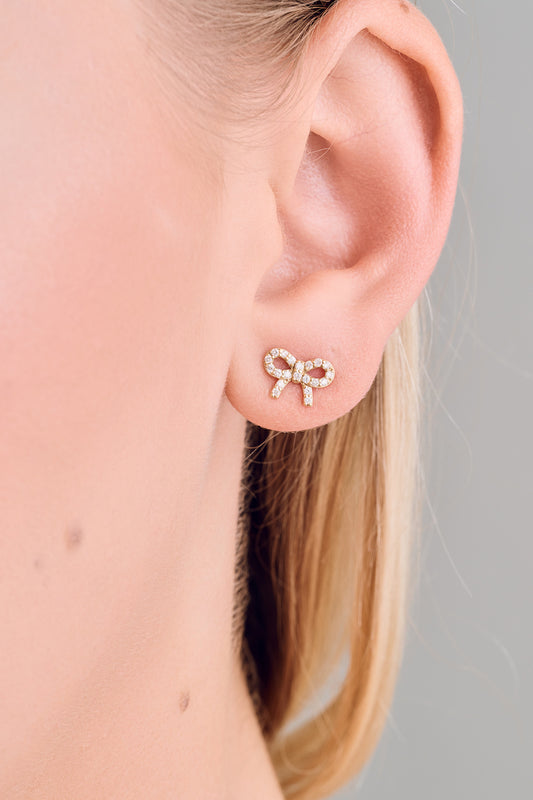 Diamond Bow Earrings