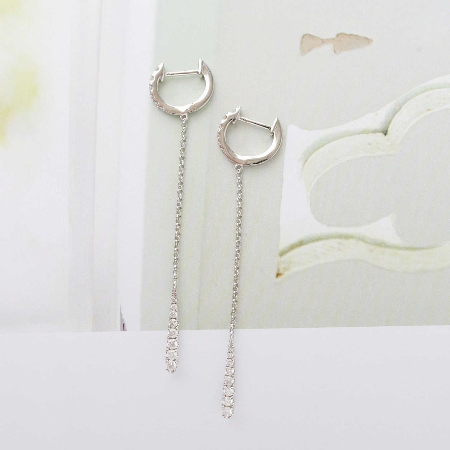 Diamond Huggie and Line Earrings