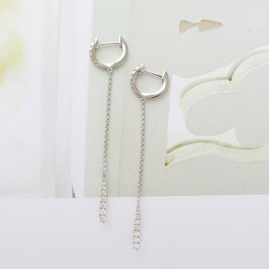 Diamond Huggie and Line Earrings