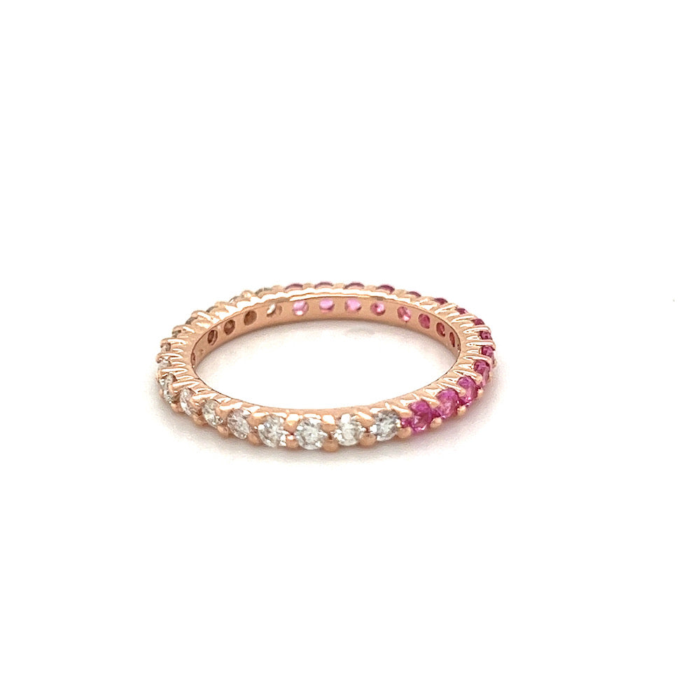 Half Pink Sapphire Half Diamond Eternity Band