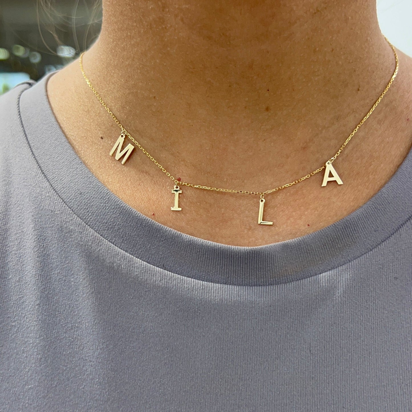 14k Block Initials Necklace