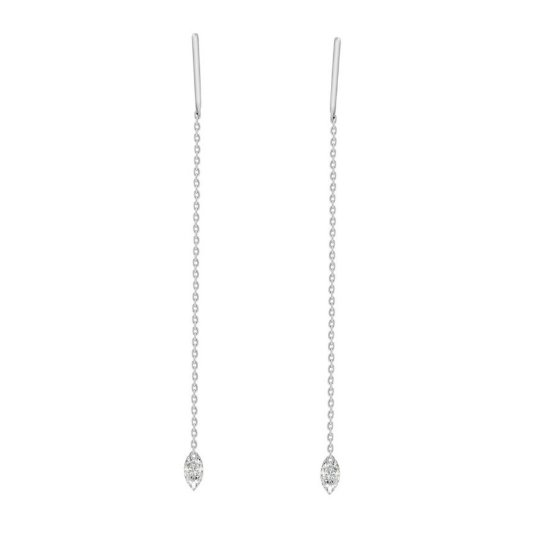 Marquise Diamond Threader Earrings – Henri Noël