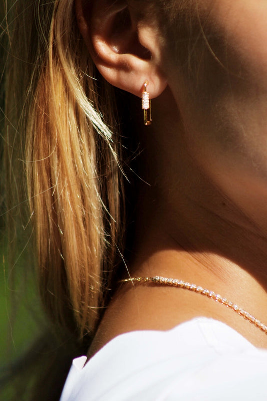 Diamond Paperclip Hoops
