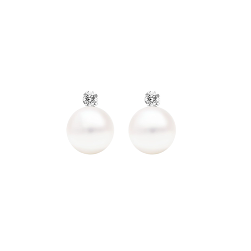 Pearl and Mini Diamond Studs – Henri Noël