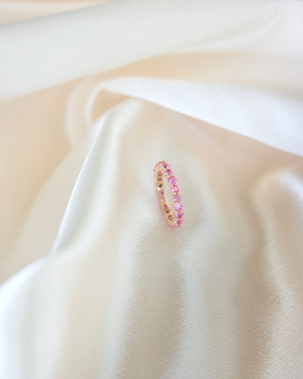 Pink Sapphire Eternity Band