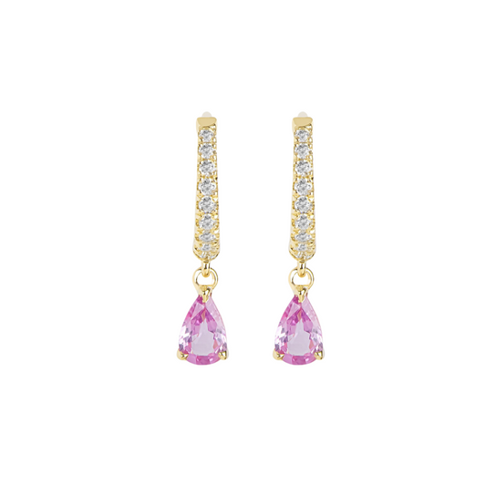 Pink Sapphire Diamond Hoop Drops – Henri Noël