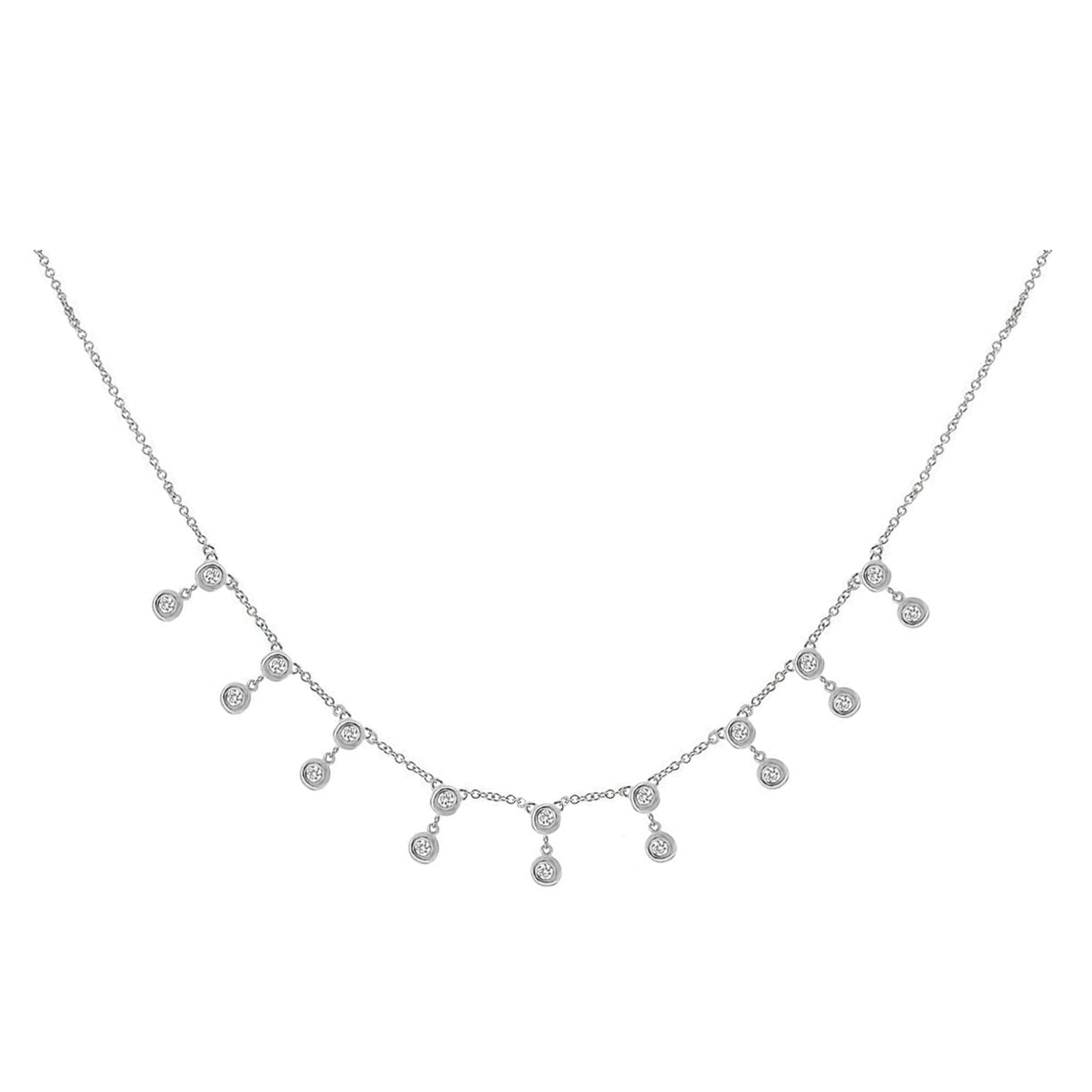 Double Diamond Drop Station Necklace