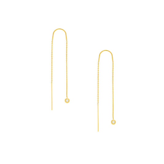 Diamond Bezel Threader Earrings