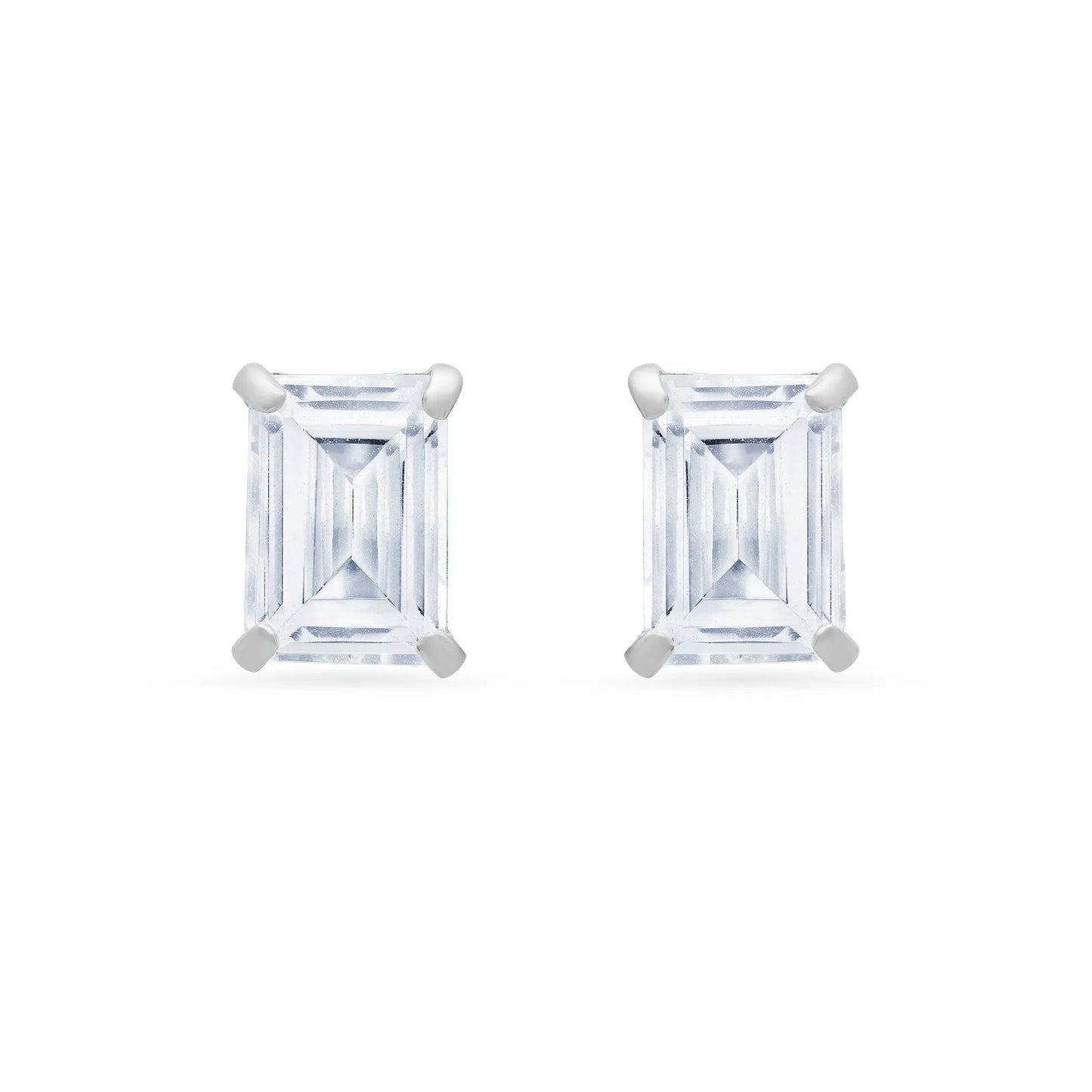 Emerald Cut Diamond Studs