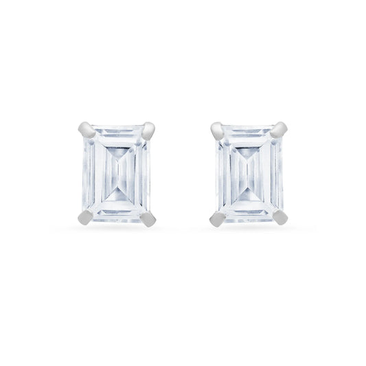 Emerald Cut Diamond Studs