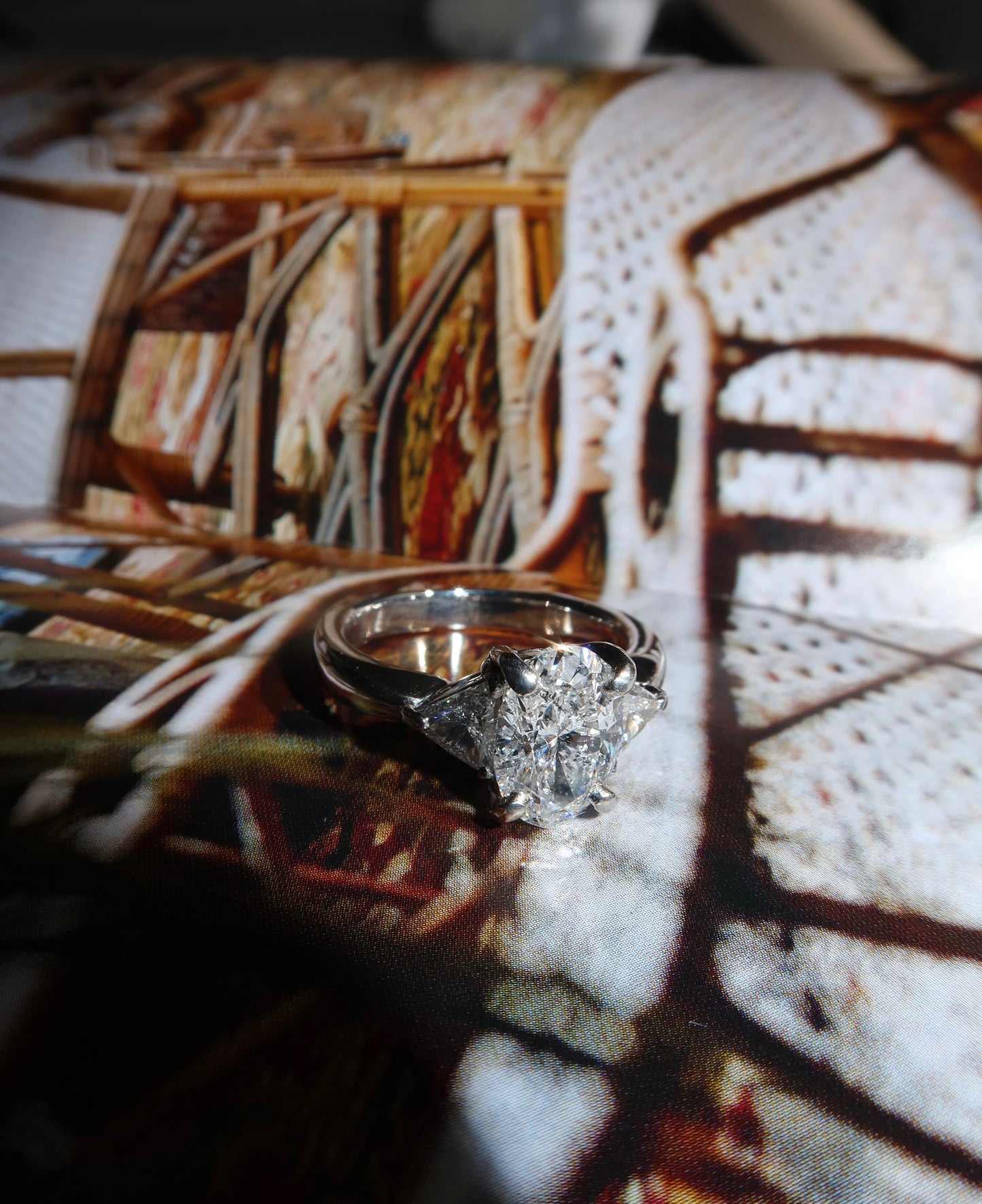 Vintage Oval Cut Diamond Trillion Ring