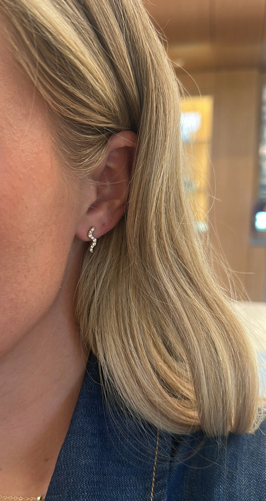 Diamond Wavy Line Drop Earrings
