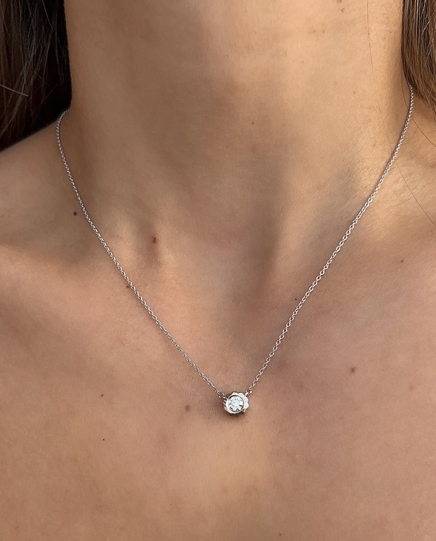 Scalloped Bezel Diamond Necklace