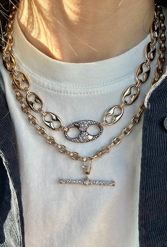 Lucy Delius- Modern Finish Diamond T-Bar Clip Pendant – Henri Noël