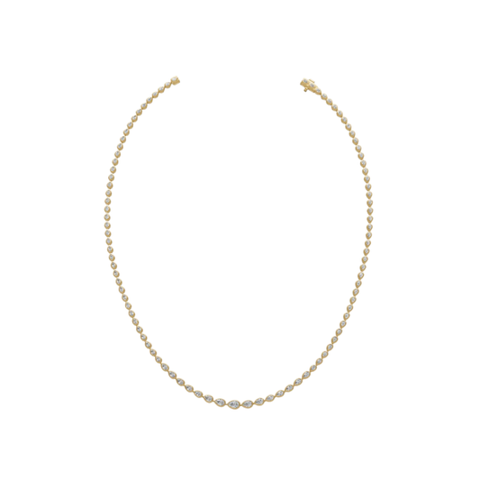 Graduated Pear Diamond Bezel Tennis Necklace