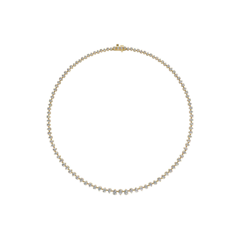 Graduated Prong Oval Diamond Tennis Necklace