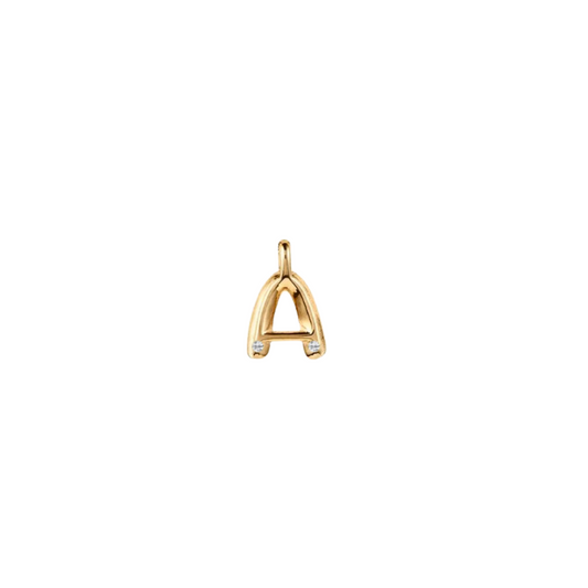 Bubble Diamond Initial Pendant - Yellow Gold