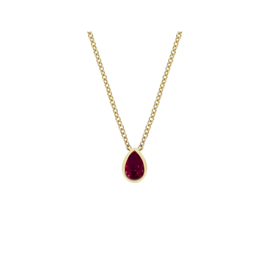 Gemstone Bezel Set Pear Necklace