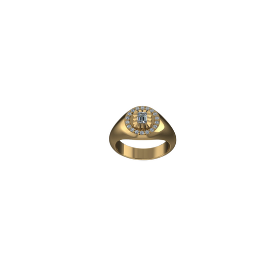 Diamond Scalloped Pinky Ring