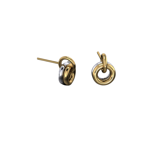 14K Two Tone Link Studs