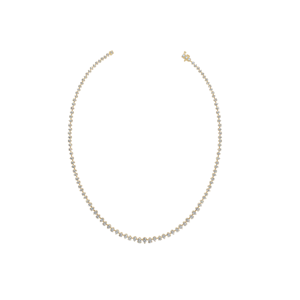 Graduated Prong Oval Diamond Tennis Necklace