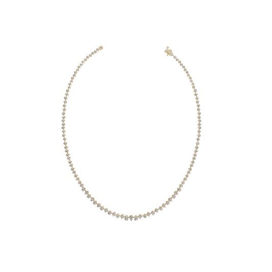 Graduated Prong Oval Diamond Tennis Necklace