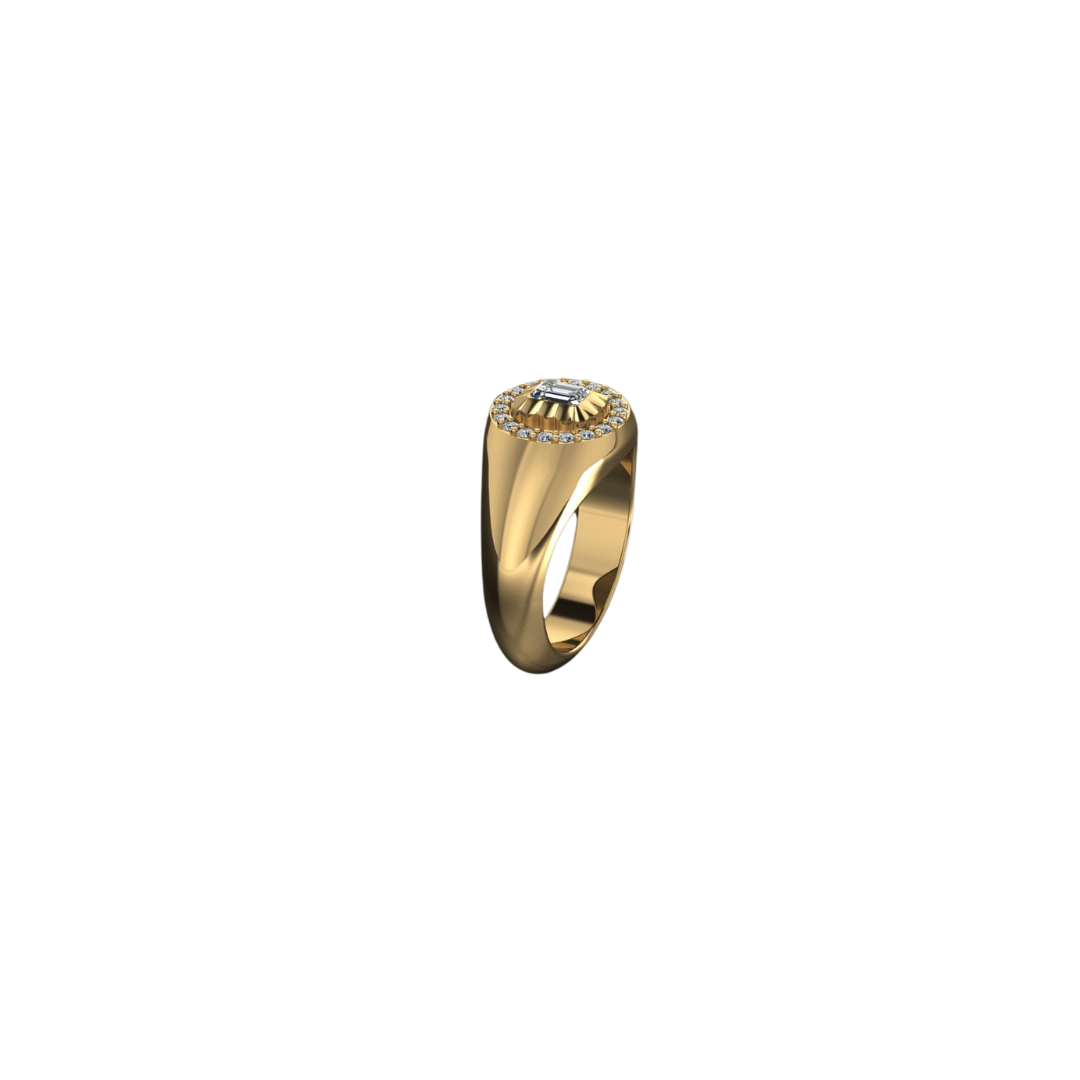 Diamond Scalloped Pinky Ring