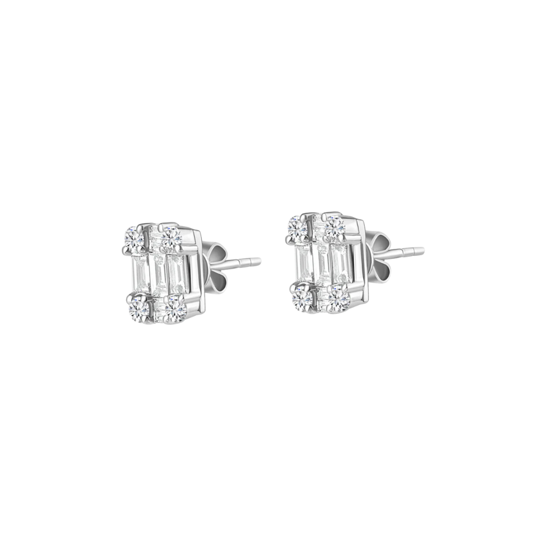 Illusion Emerald Cut Diamond Studs