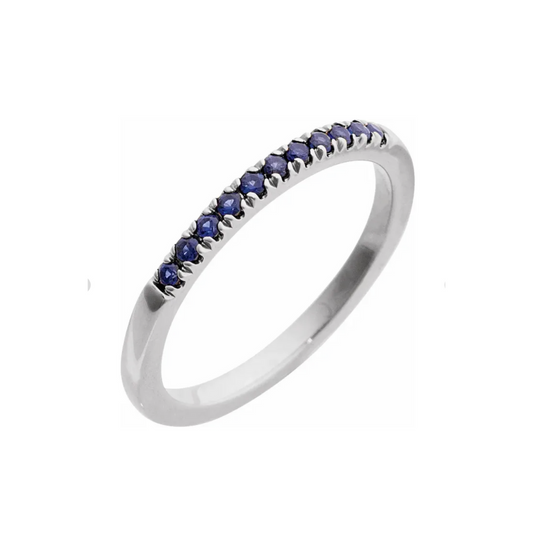 Half Pavé Birthstone Ring - White Gold