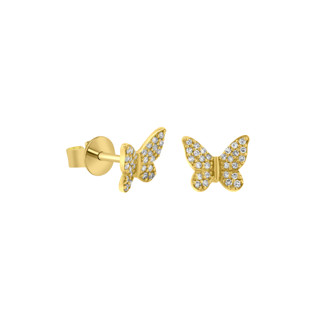 14K Diamond Butterfly Studs