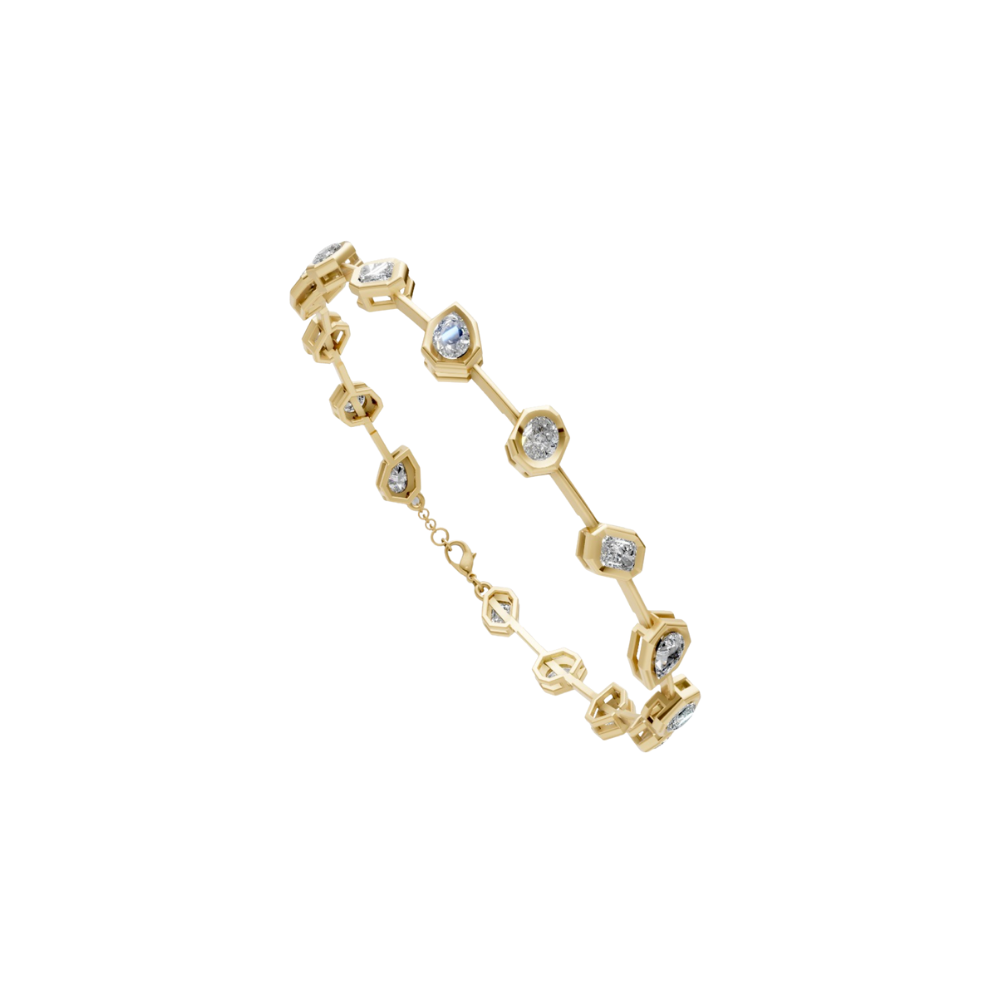 Spaced Fancy Shaped Bezel Diamond Tennis Bracelet