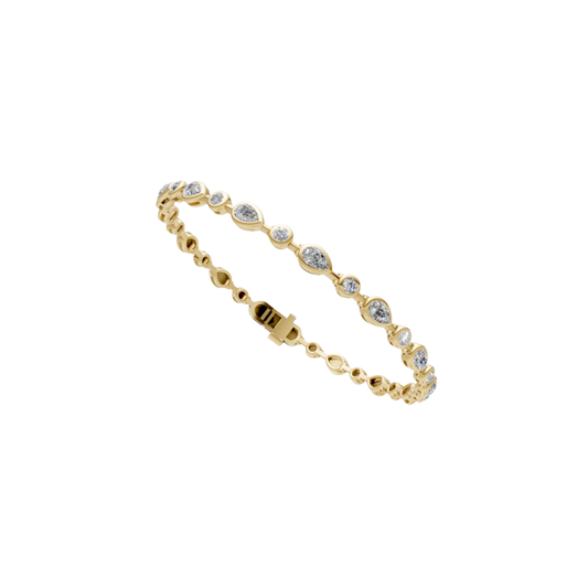 Pear and Round Diamond Bezel Tennis Bracelet