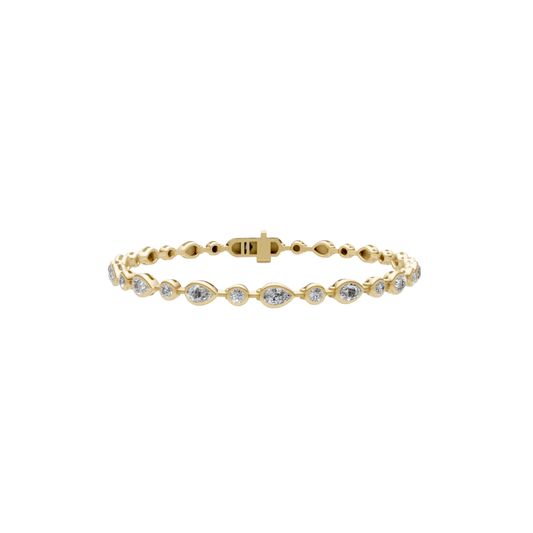 Pear and Round Diamond Bezel Tennis Bracelet