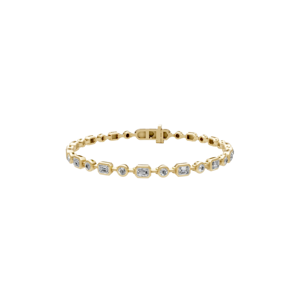 Emerald and Round Diamond Bezel Tennis Bracelet – Henri Noël