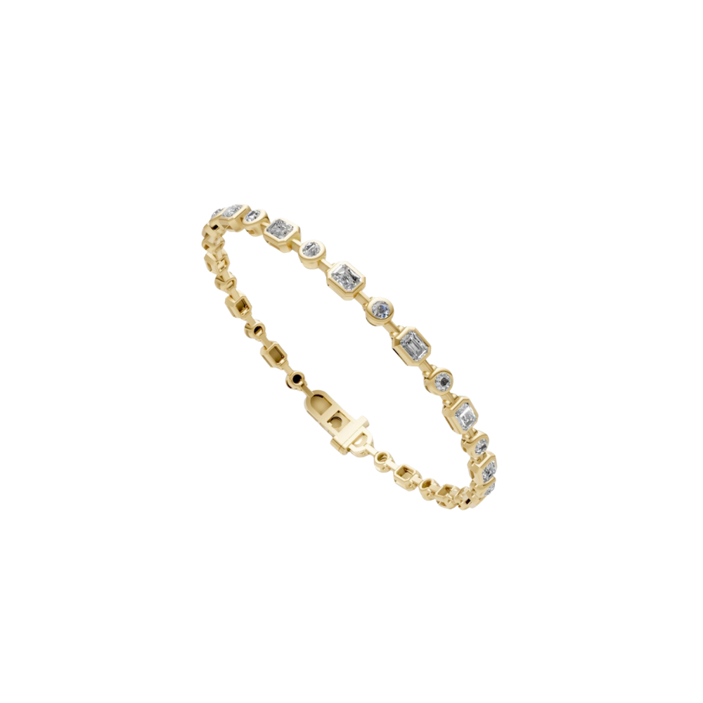 Emerald and Round Diamond Bezel Tennis Bracelet – Henri Noël