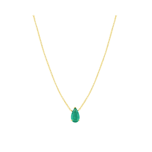 Prong Set Emerald Pear-Cut Necklace