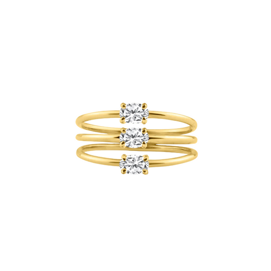 Oval Diamond Triple Stacking Ring