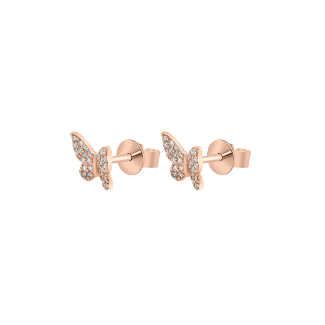 14K Diamond Butterfly Studs