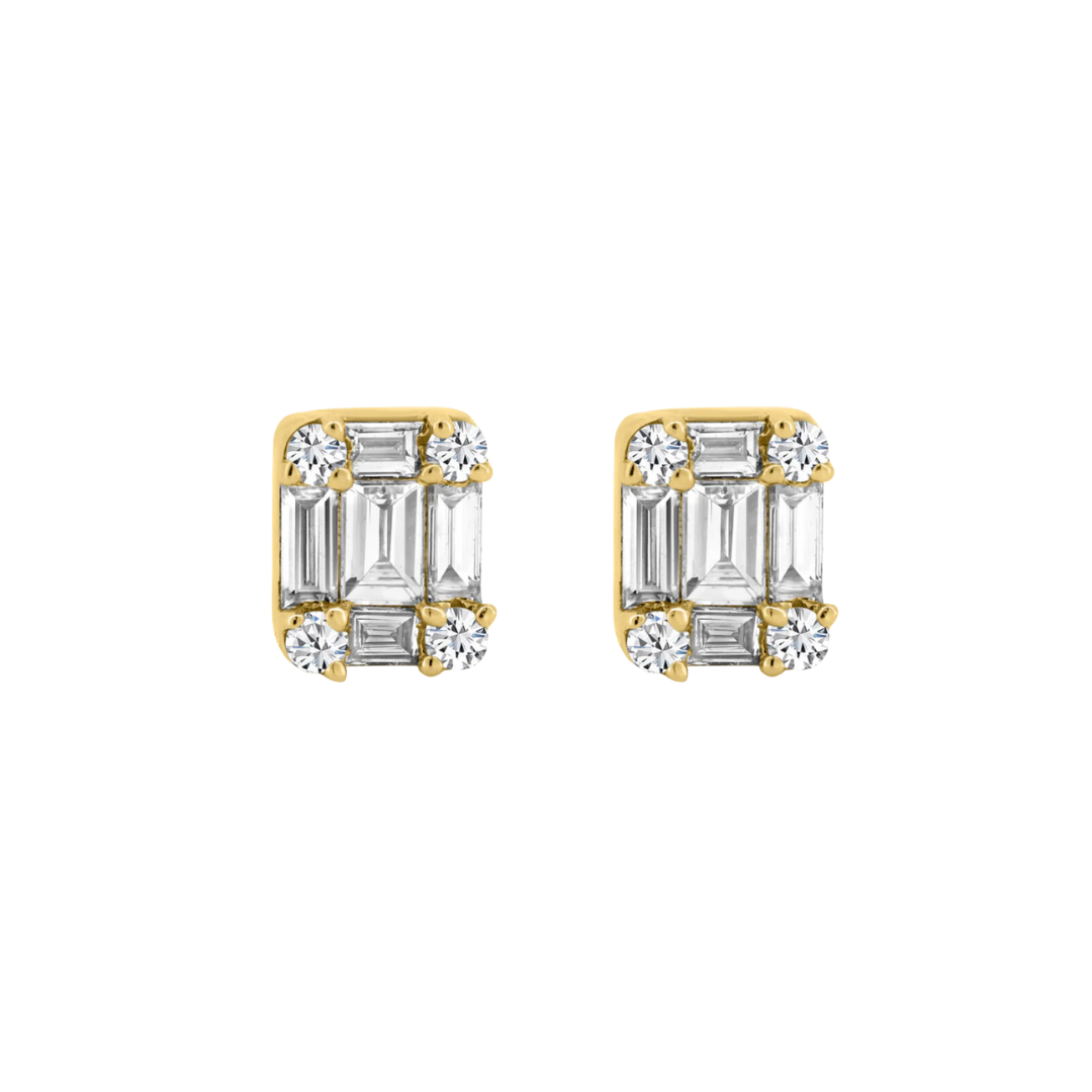 Illusion Emerald Cut Diamond Studs