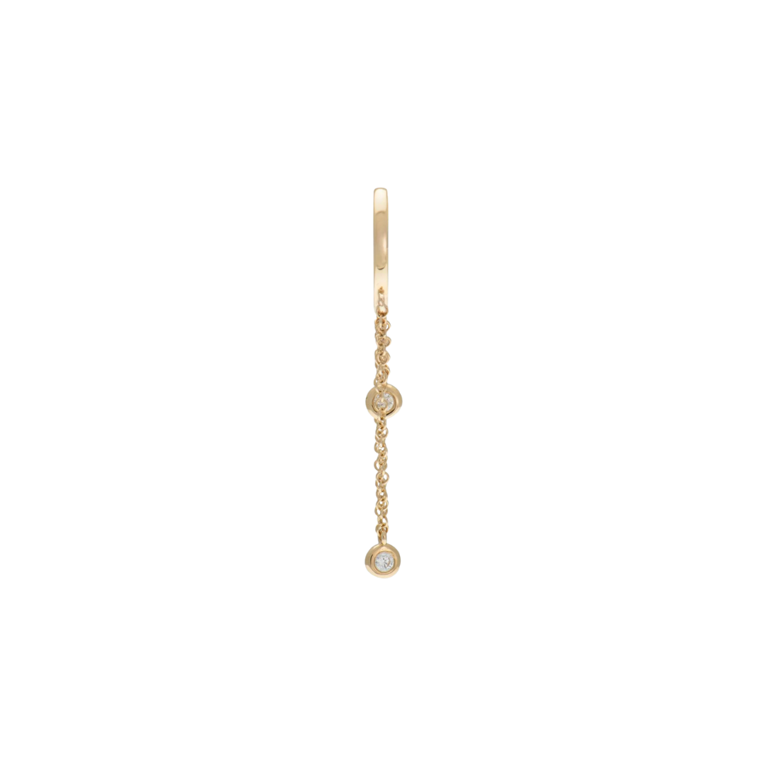 Double Diamond Bezel Chain Huggies