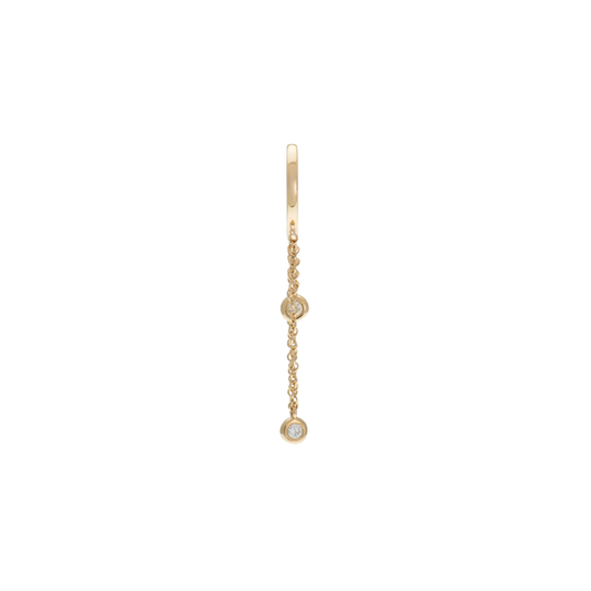 Double Diamond Bezel Chain Huggies