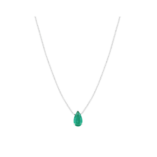 Prong Set Emerald Pear-Cut Necklace