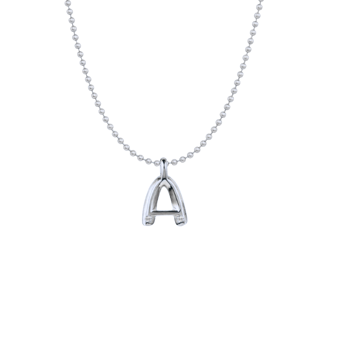 Bubble Diamond Initial Necklace - Small / White Gold