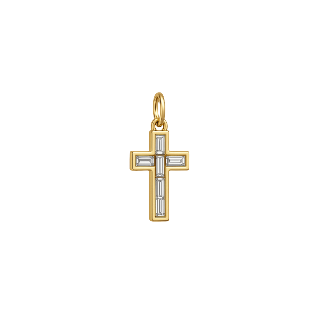 Diamond Bezel Cross Charm