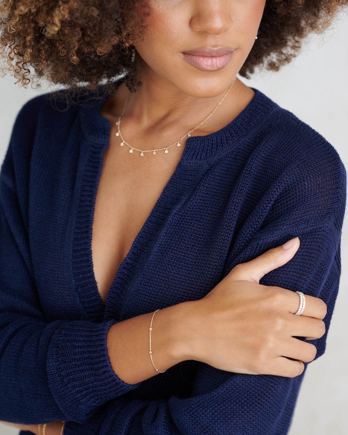 13 Diamond Drop Station Necklace – Henri Noël