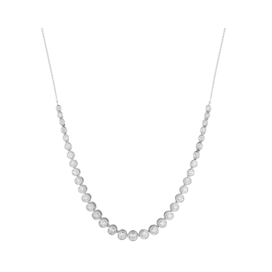 Graduate Bezel Diamond Line Tennis Necklace