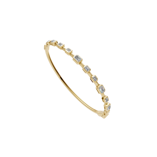 Bezel Emerald-Cut Diamond Bangle